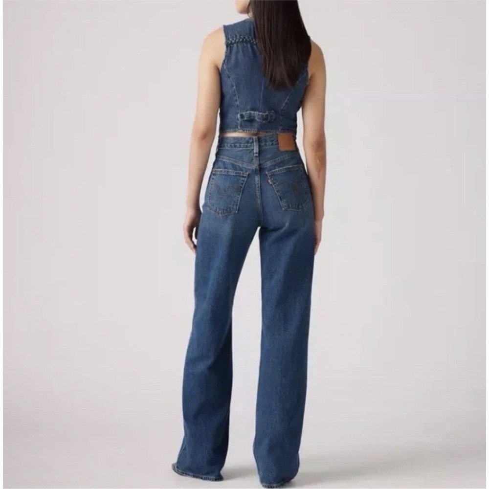 Levi's Womens Ribcage Straight Jeans 31 High Rise Button Fly Blue Denim Classic - Picture 2 of 16